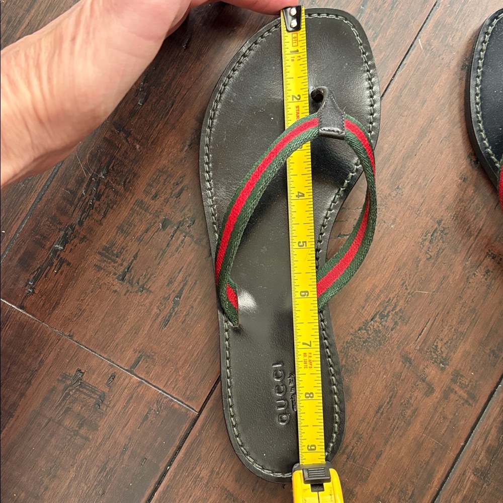 Gucci Black Flip Flops with Red and Green Straps - Picture 11 of 16